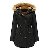 MENGYAON Ladies winter plush padded jacket, parka loose coat, with detachable fur collar, ladies coat, ladies lamb jacket, winter down jack