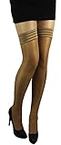 Unbekannt SATIN Halterlose Strümpfe Glanz 40 DEN Glänzend SCHWARZ/NATUR (M/L, Natur (Beige))