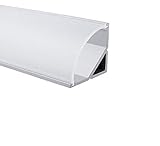 LED Alu Profile Eckprofil eloxiert für 16mm LED-Streifen (z.B. für Philips Hue Led Strip) mit einklickbarer SEMI Abdeckung 200 cm - Sp