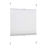 Rapid Teck® Klemmfix Thermo Plissee 120cm x 130cm Weiß Blickdicht Faltrollo Jalousie Rollo ohne Bohren Klemmrollo Fertigp