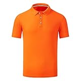 NH Summer Herren Revers Shirt Kurzarm Farbe T Shirt, Orange, 3XL