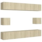 vidaXL TV Schrank Set 6-TLG. Wohnwand Schrankwand Anbauwand Hängeschrank Wandschrank Lowboard TV Möbel Fernsehschrank HiFi-Schrank Sonoma-Eiche Spanp