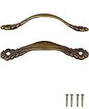 FUXXER® - 2x Antike Schubladen-Griffe, Möbel-Griffe, Eisen-Griffe, Bronze Design, Für Schieber Schrank-Türen Buffets Truhen Kommoden im Vintage Landhaus Retro Stil, 65x11mm, 2er S