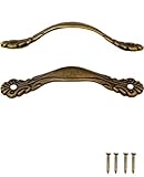 FUXXER® - 2x Antike Schubladen-Griffe, Möbel-Griffe, Eisen-Griffe, Bronze Design, Für Schieber Schrank-Türen Buffets Truhen Kommoden im Vintage Landhaus Retro Stil, 80x14mm, 2er S