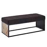 Wohnling Sitzbank Stoff Schwarz 105x40x40 cm Flur Polsterbank mit Metallgestell | Design Bettbank Schlafzimmer | Flurbank Garderobenbank