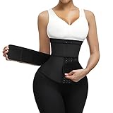 FeelinGirl Damen Waist Trainer Bauchweggürtel Schwitzgürtel Fitness Sauna Gürtel zum Taille Trimmer Bauchgürtel Tailenmieder Zum Bauchgurt XXS-8XL Schwarz XL