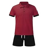 Poloshirts Set Männer Kurze Dünne Sets, Herren Sommer 2-teiliges Jogginganzug Revers Kurzarm Poloshirt Shorts Set Männer T-Shirts Shorts Trainingsanzüge Shirt Short Fitness Zweiteiler Sportsw