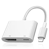 HDMI-Adapter für iPhone HDMI Kabel Sync-Bildschirmanschluss-Konvertierung 1080P HDTV Adapter Digitaler AV-Adapter Plug and Play Kompatibel mit iPhone 11/12/XS/XR/X/8/7/7P/8P Netzteil erforderlich-Weiß