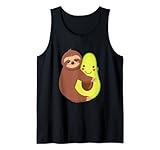 Faules Faultier umarmt Avocado lustiger veganer Tierliebhaber Tank Top
