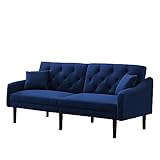 Bettsofa Schlafsofa 2 Sitzer mit Schlaffunktion - Couch Futon Sofabett 2-in-1 Sofa Bed mit 2 Kissen für Gästezimmer Wohnzimmer Schlafzimmer B