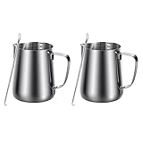 Gernian 2X Milch Schaumkrug 350 Ml (12 Unze) Dampfende KrüGe Edelstahl Milch Kaffee Cappuccino Latte Kunst Barista Coffeehouse Dampf KrüGe Milch KäNnchen Tasse mit Dekorations S
