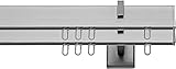 Innenlaufsystem Gardinenstange Square-LINE kantig, auf Maß - Aluminium - 300 cm 2-L