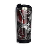 XCNGG Gothic Skull Rose Kaffeetasse mit Deckel Edelstahl Reisebecher für Zuhause, Büro, Küche im F