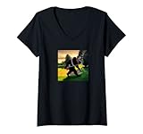 Damen Sasquatch Golfball & Club lustige Golfer-Geschenkidee v2 T-Shirt mit V