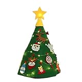 Filz Weihnachtsbaum-3.3ft 3D DIY Kinder 32 Stücke Dekorationen mit LED Licht Wand montiert Weihnachtsbaum Dekorationen Geschenktüte T