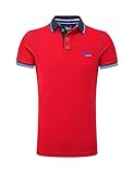 M.Conte Poloshirts für Herren Kurzarm Polohemd Strech-Baumwolle T-Shirt Fun Poloshirt Pique Basic Men's Plain Royal Blau S M L XL XXL XXXL Romano (M, Rot Red)