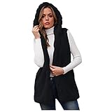 CCOOfhhc Kunstpelz Jacke Damen Hochzeit Weste Lang Fellweste Kunstfell GüNstig Pelzweste Übergangsmantel Herbst Lang Übergangsjacke Mit Kapuze Winter Warm Faux Pelz Weste Kapuzenjacke Mantel Jack