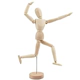 Kurtzy Gliederpuppe aus Holz 30,5cm Holzpuppe Menschlicher Körper Mannequin mit Ständer - Verstellbare Glieder Puppe Zeichenpuppe Schneiderpuppe Holzmännchen zum Zeichnen, Malen, Kunst, Modellfig