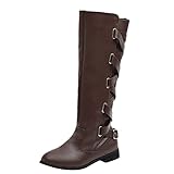 MJGkhiy Damenstiefel Wadenhöhe mit Absatz Bikerstiefel Schrägabsatz Einfarbig Stiefeletten Schwarz Damenstiefel Wadenhöhe Flach Winterschuhe Wasserdicht Gefüttert Geschenk