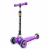 WZWHJ wunderschönen Faltender Skateboard Roller Roller mit 3 Pu-Flash-Rädern Einstellbarer Höhe der Kinder-Roller | 2-13 Jahre alt Kinder Stoßdämpfer Rückwärtsgang (rot) (Color : Purple)