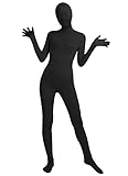 Frauen-Fit Ganzanzug Spandex One Piece Ganzkörper Zentai Kostüm Lycra Bodysuit (L, black)