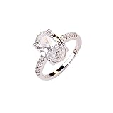 Ringe, Barlingrock Exquisite Oval Weiß Zirkon Ring Frauen Engagement Band Hochzeit Charme Schmuck Damen Ring Schmuck