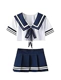 365-Shopping Sexy Cosplay Schulmädchen Dessous Outfit Mini Sailor Anzug mit Strümp