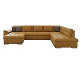Eckcouch Ecksofa Niko, Design Sofa Couch mit Schlaffunktion U-Sofa Große Farbauswahl Wohnlandschaft (Ecksofa Links, Zetta 296 + Zetta 296 + Zetta 294)