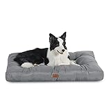 BEDSURE Hundekissen Grosse Hunde waschbar - Hundebett Wasserdicht XXL für große, mittelgroße Hunde gepolstert Hundematte grau in 10cm Höhe, 110x90
