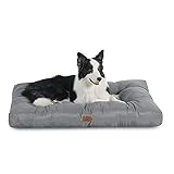 BEDSURE Hundekissen Grosse Hunde waschbar - Hundebett Wasserdicht L für große, mittelgroße Hunde gepolstert Hundematte grau in 10cm Höhe, 90x68