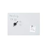 Relaxdays Glas-Magnetboard 60 x 40 cm, beschreibbar, Memboard, 3 Magneten, Sicherheitsglas, Magnettafel, weiß