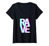 Damen Rave | Party | Techno | EDM | Minimal | Industrie | Tekno T-Shirt mit V