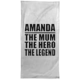 Designsify Amanda The Mum The Hero The Legend - Hand Towel 15x30 Zoll Weiche Handtuch Kür Kochen - Geschenk zum Geburtstag Jahrestag Weihnachten Valentinstag