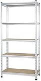 Amazon Basics - Schwerlast-Standregal mit 1.800kg Tragkraft (360kg pro Boden), durchgehende Stangen, eloxiertes Aluminium, Spanplatten, 91 x 45 x 182