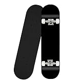 Einfarbig Ahorn Skateboards Mit ABEC-7 Lager dauerhaft komplettes Board Halterung aus Aluminiumlegierung Rutschfest Street Dance Board zum Kinder Jugendliche Erwachsene etcblack-80x20x10cm(31x8x4inch)