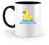 Bademeister - Gummi-Ente Quietscheentchen Schwimmbad Geschenk Cool Lustiger Spruch - Zweifarbige Tasse -330ml-Schw