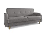 Schlafsofa Kelso - Sofa mit Bettkasten und Schlaffunktion, Bettsofa, Schlafcouch mit Holzfüße, Couch vom Hersteller, Couchgarnitur (Grau (Twist 21))