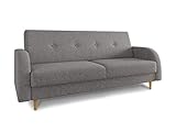 Schlafsofa Kelso - Sofa mit Bettkasten und Schlaffunktion, Bettsofa, Schlafcouch mit Holzfüße, Couch vom Hersteller, Couchgarnitur (Grau (Twist 21))