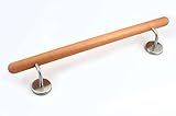 Holz-Handlauf Set mit halbrunden Abschlüssen und Haltern 50-290cm am Stück (Buche, 80cm)