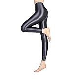 LEOHEX Satin Glänzend Blickdicht Strumpfhose Sexy Strümpfe Glänzend Yoga Leggings Sport Frauen Fitness Japanische Hohe Taille Strumpfhose - Grau - XX-Larg