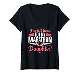 Damen Bin Nur Wegen Meiner Marathon Tochter Hier Marathon T-Shirt mit V