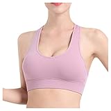 Sport Bh Starker Halt Joggen ohne Bügel Dessous Hahtlos Vollschale Breiter Träger Gekreuzt Rücken Sport Bras Unterwäsche Push Up Trainieren Bustier für Lauf Yoga Fitness Training Klassische BH