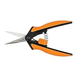 Fiskars Softouch 399240-1003 Astschere mit Mikrospitze, Nicht beschichtete Klingen, Orange/Schw