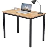 Need Computertisch Schreibtisch 100x60 cm PC Tisch Bürotisch Arbeitstisch Esstisch für Home Office, Teak & Schwarz AC3BB-100