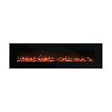 GLOW FIRE Elektrokamin mit Heizung, Wandkamin mit LED | Künstliches Feuer mit zuschaltbarem Heizlüfter: 750/1500 W | Fernbedienung (Größe XXL - 241 cm, Schwarz)