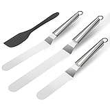Winkelpalette, 3er Set Edelstahl Streichpaletten Tortenmesser Lang mit Silikon Teigschaber für Torte Backen, Profi Hoch Winkelpaletten Konditorenmesser Icing Spatel, Länge 39cm 34cm und 29