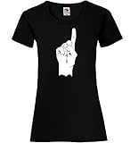 erhobener Zeigefinger Frauen Lady-Fit T-Shirt Schwarz L - shirt84