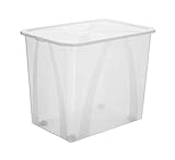 Rotho Arco Aufbewahrungsbox 70l mit Deckel und Rollen, Kunststoff (PP) BPA-frei, transparent, 70l (57,1 x 39,2 x 46,5 cm)