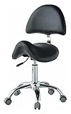 GAOLILI Bürostuhl mit Armlehne Ergonomischer Stuhl Schwenklift PU Sitzsattelstuhl, höhenverstellbar Computer Stuhl 360-Grad-Drehstuhl (Color : Black)