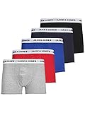 JACK & JONES Herren JACWHITE Trunks 5 Pack Boxershorts, Black/Detail:Surf The Web-Navy Blazer-Firey red-Light Grey Melange, L